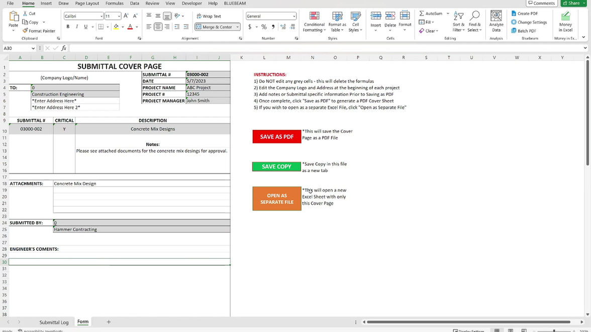 Submittal Log Gen 2 Tutorial